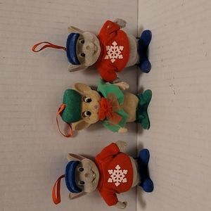 Vintage Disney Bernard and Miss Bianca Flocked Ornaments